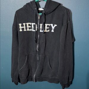 Hedley Men’s Full Zip-Up Black Hoodie Bans/Concert/ Album Merch Size Large
